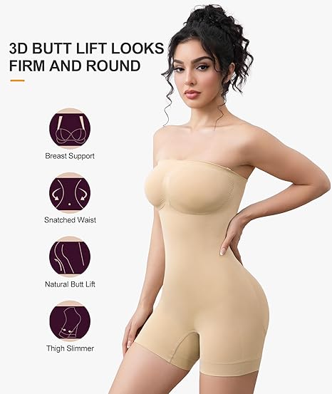 Faja moldeadora sin tirantes con control de abdomen beige M/L - additional image 4