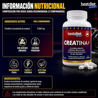 Suplemento de creatina en comprimidos – 90 unidades - additional image 1