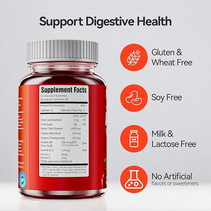 🍏 Gummies de Vinagre de Manzana – 60 Gomitas Naturales
