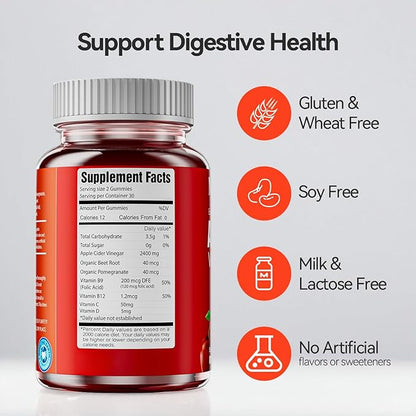 🍏 Gummies de Vinagre de Manzana – 60 Gomitas Naturales
