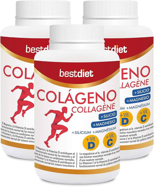 Colágeno Hidrolizado (120 Comprimidos) – Fórmula Avanzada con Magnesio, Calcio, Vitamina C y Silicio Orgánico | Salud Articular, Ósea y Antiedad