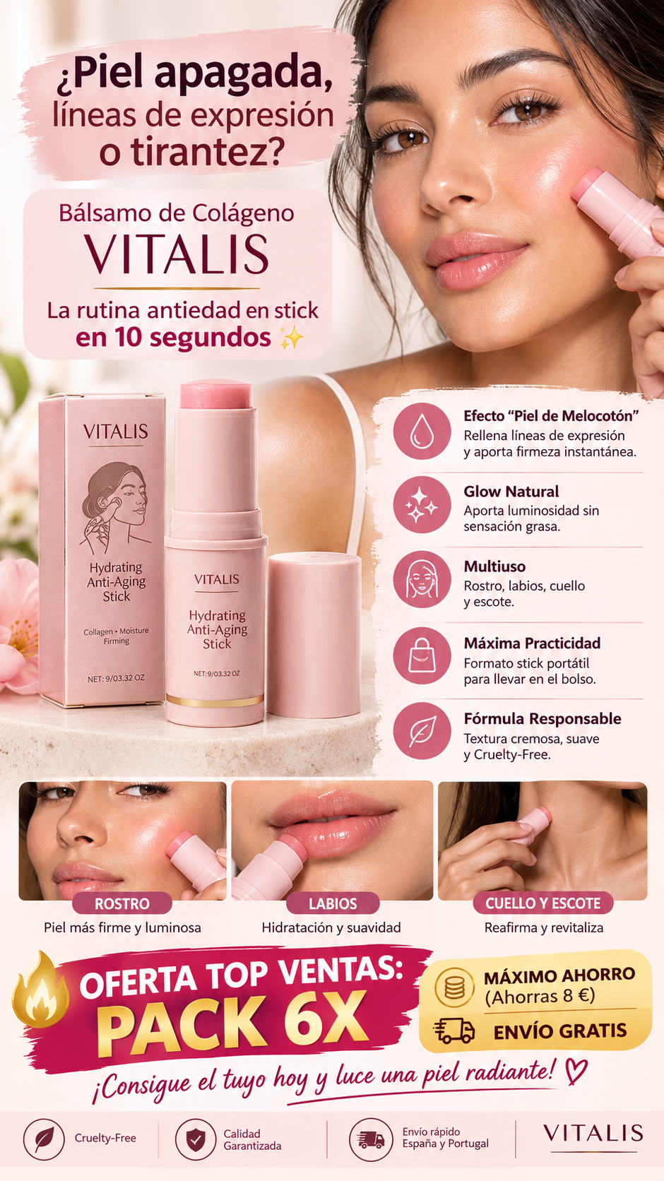 Bálsamo Antiarrugas de Colágeno VITALIS – Stick Hidratante Antiedad