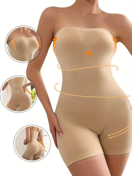 Faja moldeadora sin tirantes con control de abdomen beige M/L